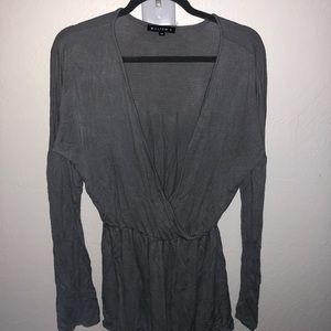 Gray ruffle long sleeve Romper!